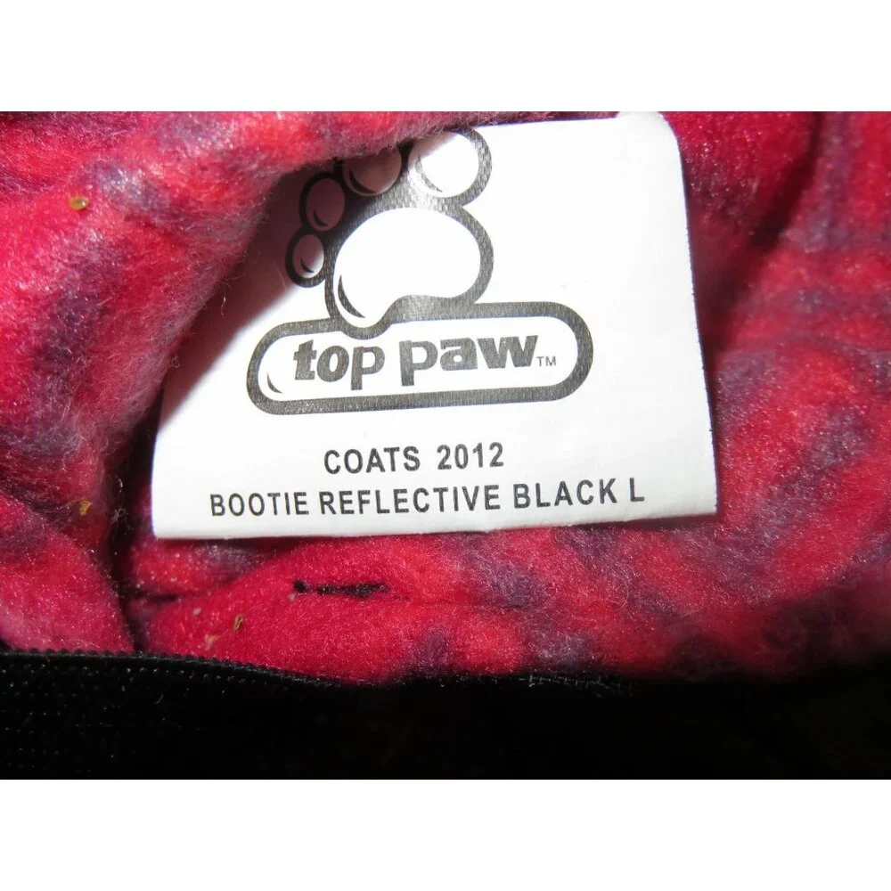 Top Paw Black Reflective Nylon Dog Booties All Weather waterproof fleece lined L
